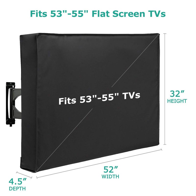SunPatio Outdoor TV Cover, Waterproof & Weatherproof Screen Cover, Fits 53-55 inch Most TV Mounts and Stands, with Built-in Remote Pocket for Outside LED LCD Flat Screen, Black - Image 2